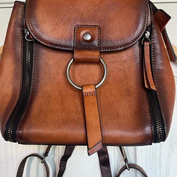 Free People Handbags - Women's Vintage Leather Backpack, New Buckle School Bag.